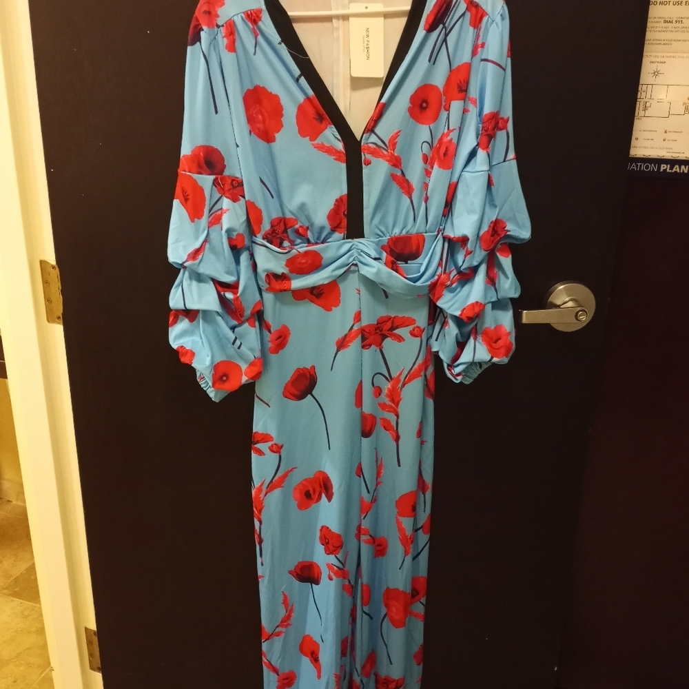 Blue and Pink Floral Jumpsuit